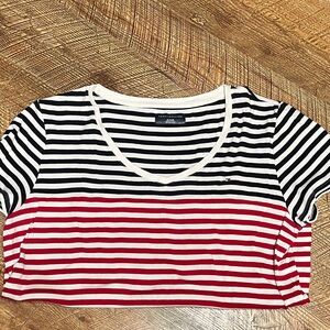 Tommy Hilfiger Women's Navy, white and Red Striped Tee. 100% cotton. Super soft